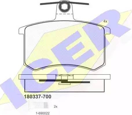 Icer 180337 - Bremžu uzliku kompl., Disku bremzes www.autospares.lv