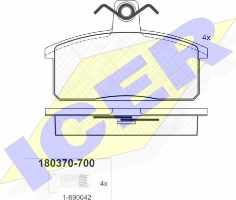 Icer 180370-700 - Bremžu uzliku kompl., Disku bremzes autospares.lv