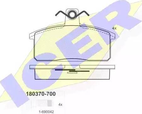 Icer 180370 - Brake Pad Set, disc brake www.autospares.lv