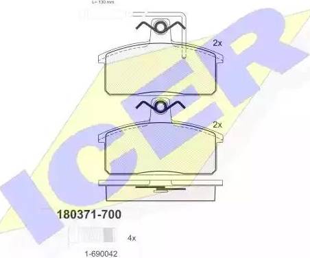 Icer 180371 - Bremžu uzliku kompl., Disku bremzes www.autospares.lv