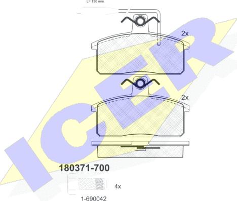 Icer 180371-700 - Bremžu uzliku kompl., Disku bremzes www.autospares.lv