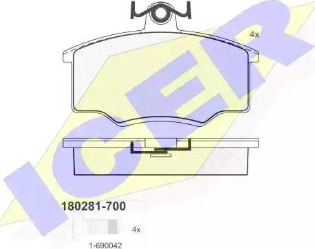 Icer 180281 - Тормозные колодки, дисковые, комплект www.autospares.lv