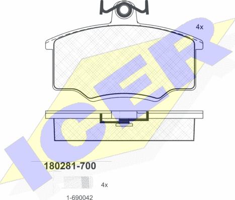 Icer 180281-700 - Brake Pad Set, disc brake www.autospares.lv