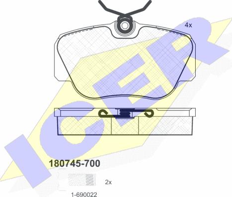 Icer 180745-700 - Brake Pad Set, disc brake www.autospares.lv