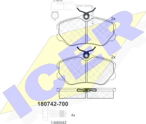 Icer 180742-700 - Тормозные колодки, дисковые, комплект www.autospares.lv