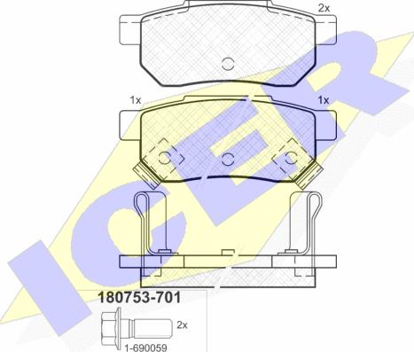 Icer 180753-701 - Bremžu uzliku kompl., Disku bremzes autospares.lv