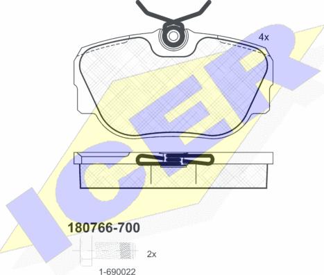 Icer 180766-700 - Brake Pad Set, disc brake www.autospares.lv