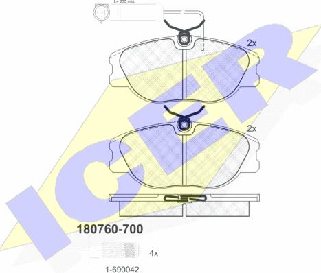 Icer 180760-700 - Brake Pad Set, disc brake www.autospares.lv