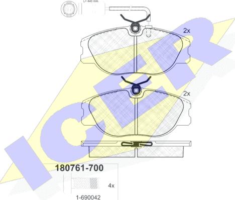 Icer 180761-700 - Bremžu uzliku kompl., Disku bremzes autospares.lv