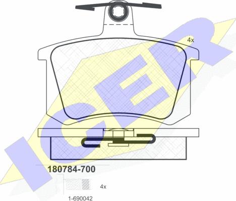 Icer 180784-700 - Brake Pad Set, disc brake www.autospares.lv