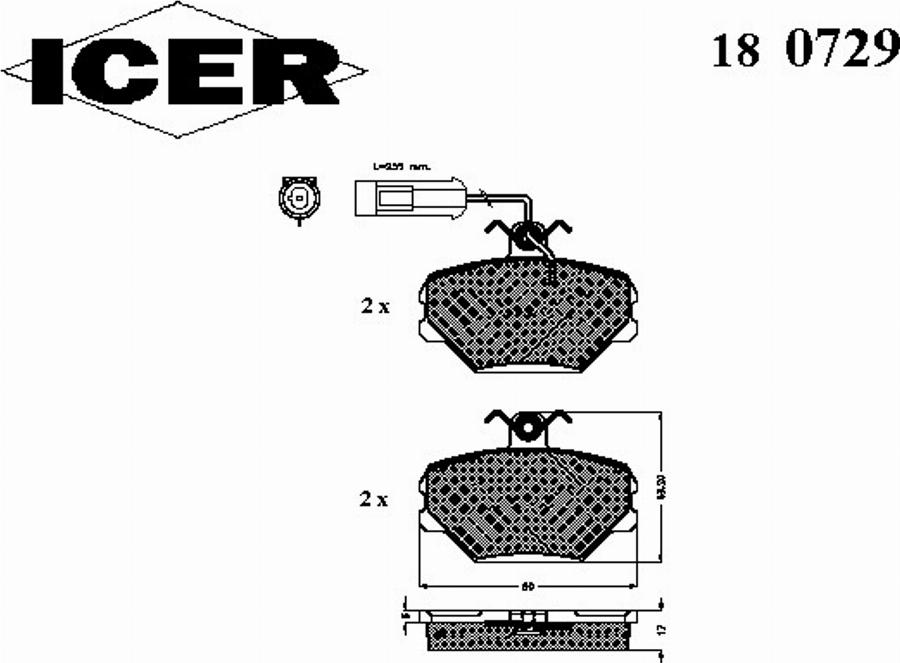 Icer 180729 - Brake Pad Set, disc brake www.autospares.lv