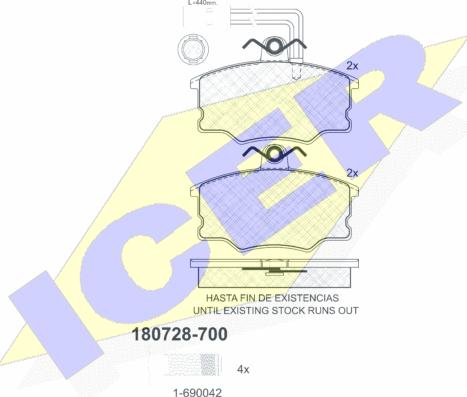 Icer 180728-700 - Bremžu uzliku kompl., Disku bremzes www.autospares.lv