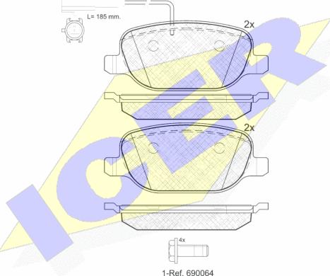 Icer 181996 - Bremžu uzliku kompl., Disku bremzes www.autospares.lv