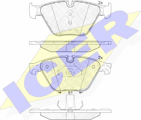 Icer 181998 - Bremžu uzliku kompl., Disku bremzes www.autospares.lv