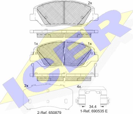 Icer 181997-233 - Bremžu uzliku kompl., Disku bremzes www.autospares.lv