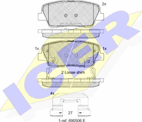 Icer 181954-066 - Bremžu uzliku kompl., Disku bremzes www.autospares.lv