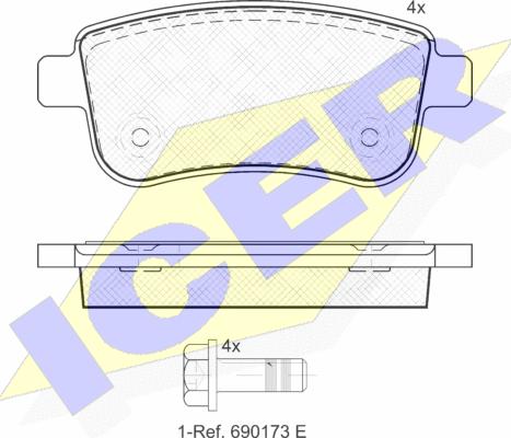 Icer 181904 - Bremžu uzliku kompl., Disku bremzes www.autospares.lv