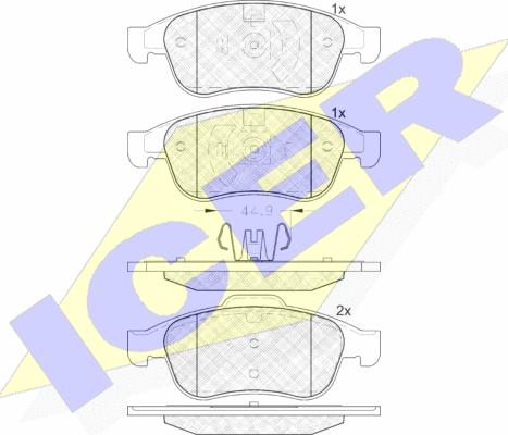 Icer 181915 - Bremžu uzliku kompl., Disku bremzes www.autospares.lv