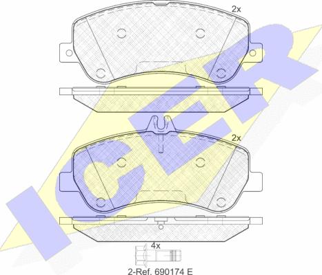 Icer 181917 - Bremžu uzliku kompl., Disku bremzes www.autospares.lv