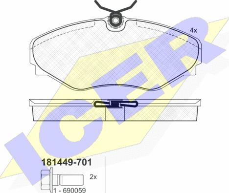 Icer 181449-701 - Bremžu uzliku kompl., Disku bremzes www.autospares.lv