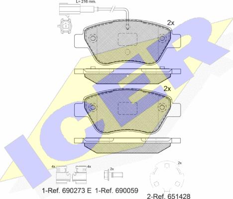 Icer 181444-208 - Bremžu uzliku kompl., Disku bremzes www.autospares.lv