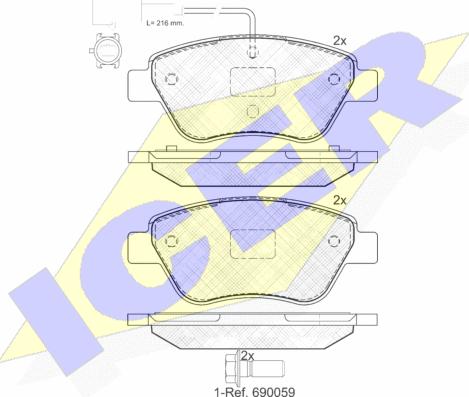 Icer 181444-203 - Bremžu uzliku kompl., Disku bremzes autospares.lv