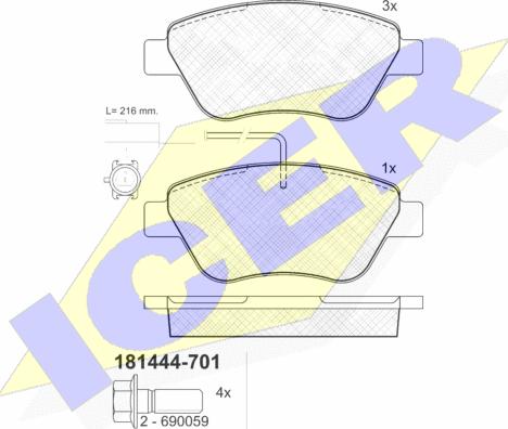 Icer 181444-701 - Brake Pad Set, disc brake www.autospares.lv