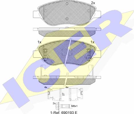 Icer 181445-208 - Bremžu uzliku kompl., Disku bremzes www.autospares.lv