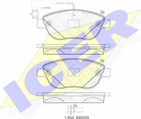 Icer 181440-203 - Тормозные колодки, дисковые, комплект www.autospares.lv