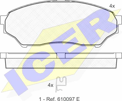 Icer 181443 - Bremžu uzliku kompl., Disku bremzes autospares.lv