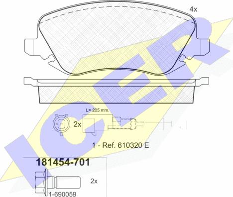 Icer 181454-701 - Bremžu uzliku kompl., Disku bremzes www.autospares.lv