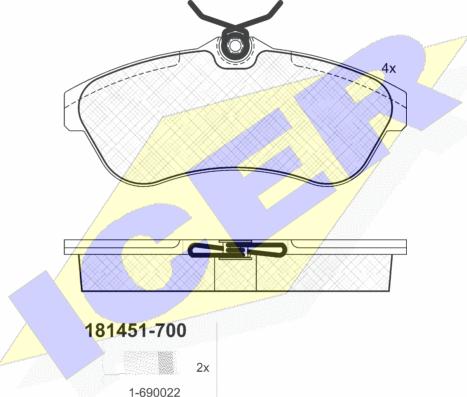 Icer 181451-700 - Bremžu uzliku kompl., Disku bremzes www.autospares.lv