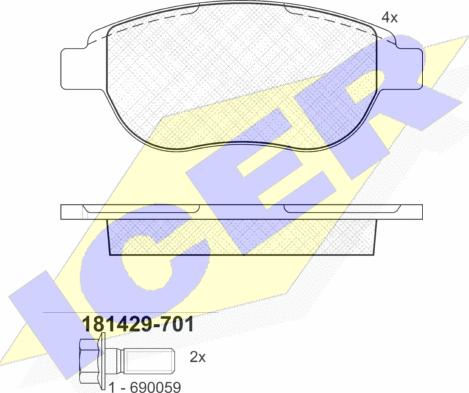 Icer 181429-701 - Bremžu uzliku kompl., Disku bremzes www.autospares.lv