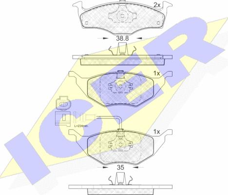 Icer 181594 - Bremžu uzliku kompl., Disku bremzes www.autospares.lv