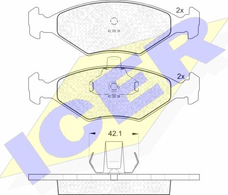 Icer 181596 - Bremžu uzliku kompl., Disku bremzes www.autospares.lv