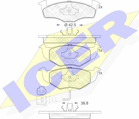 Icer 181590 - Bremžu uzliku kompl., Disku bremzes www.autospares.lv