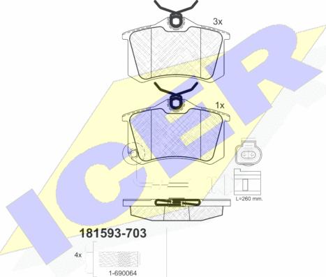 Icer 181593-703 - Тормозные колодки, дисковые, комплект www.autospares.lv