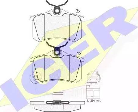 Icer 181593 - Bremžu uzliku kompl., Disku bremzes www.autospares.lv