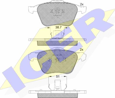 Icer 181551 - Bremžu uzliku kompl., Disku bremzes autospares.lv