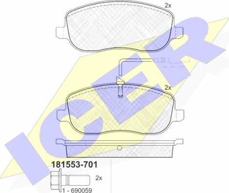 Icer 181553-701 - Bremžu uzliku kompl., Disku bremzes www.autospares.lv