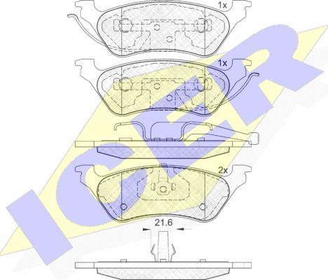 Icer 181564 - Bremžu uzliku kompl., Disku bremzes autospares.lv