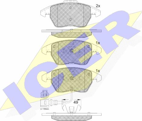 Icer 181567-208 - Bremžu uzliku kompl., Disku bremzes autospares.lv