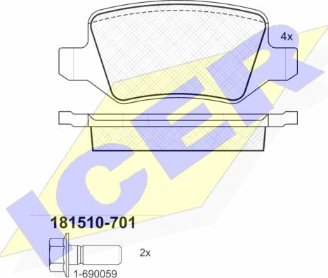 Icer 181510-701 - Bremžu uzliku kompl., Disku bremzes autospares.lv