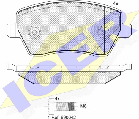 Icer 181534-700 - Тормозные колодки, дисковые, комплект www.autospares.lv