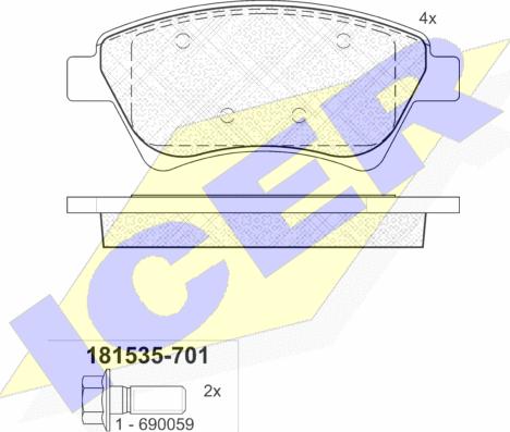 Icer 181535-701 - Bremžu uzliku kompl., Disku bremzes autospares.lv