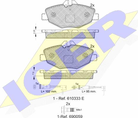 Icer 181527-701 - Bremžu uzliku kompl., Disku bremzes autospares.lv