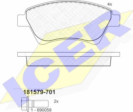 Icer 181579-701 - Bremžu uzliku kompl., Disku bremzes www.autospares.lv