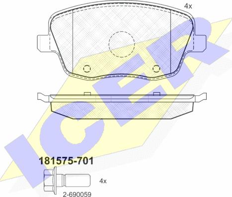 Icer 181575-701 - Bremžu uzliku kompl., Disku bremzes www.autospares.lv