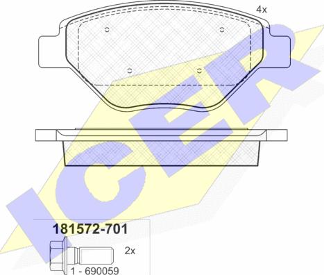 Icer 181572-701 - Bremžu uzliku kompl., Disku bremzes www.autospares.lv