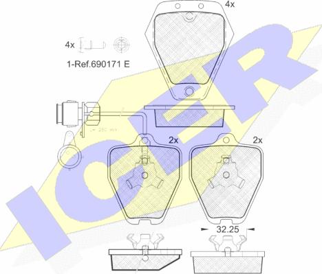 Icer 181693 - Brake Pad Set, disc brake www.autospares.lv